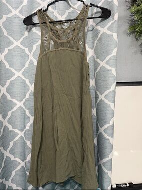 Hollister Olive Green Crochet Yoke Midi Dress